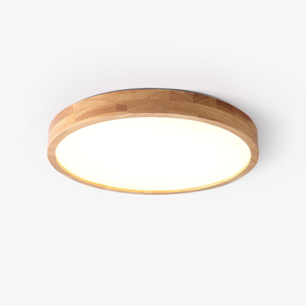 Round Wooden Flush Mount LED Ceiling Light - Modern Stylish Fixture - Image 1