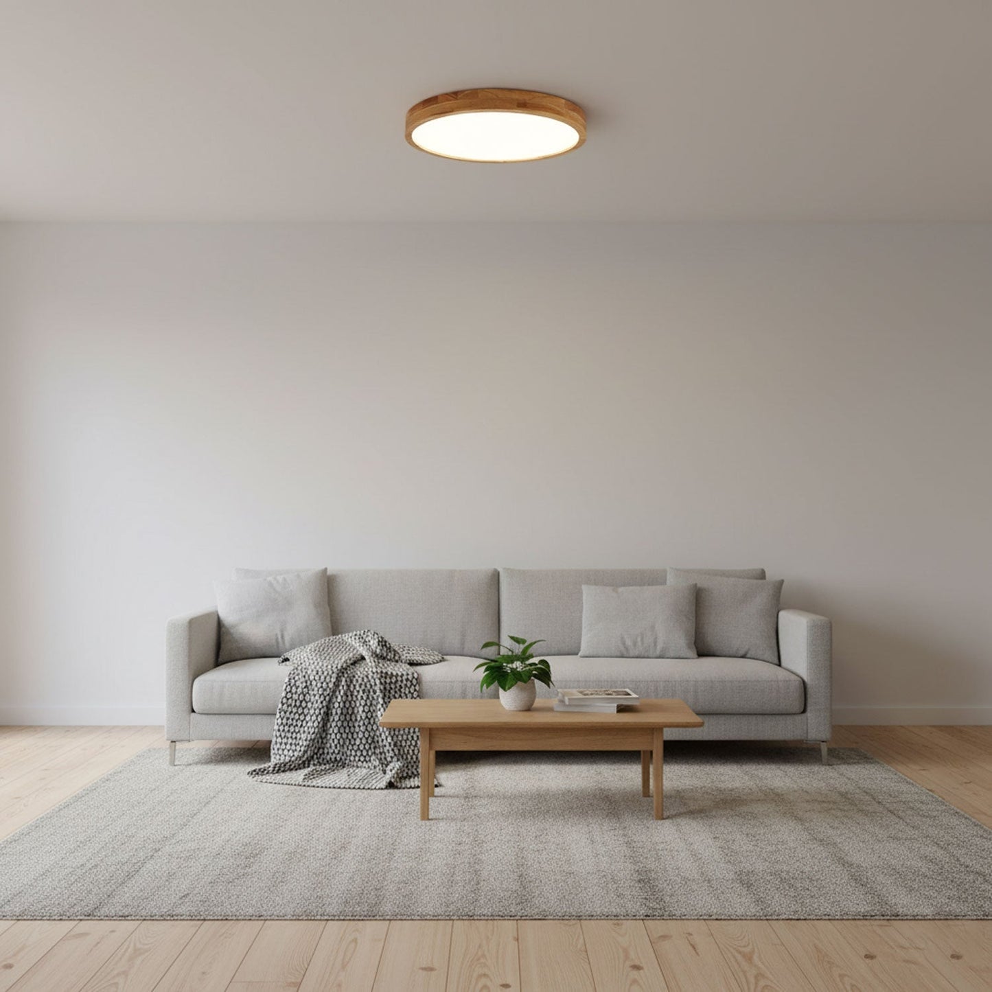 Round Wooden Flush Mount LED Ceiling Light - Modern Stylish Fixture - Image 4