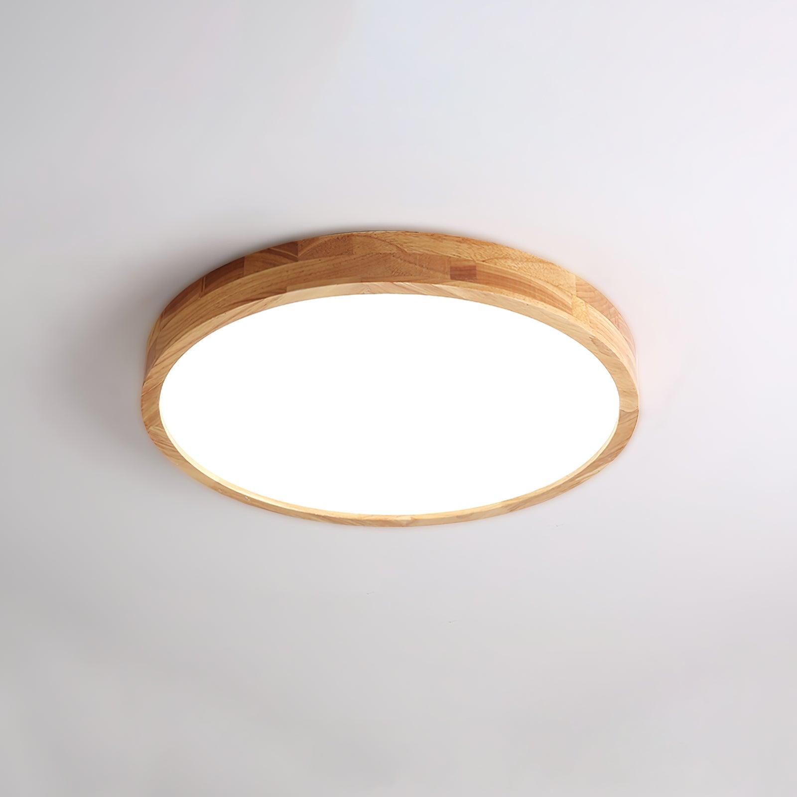 Round Wooden Flush Mount LED Ceiling Light - Modern Stylish Fixture - Image 6