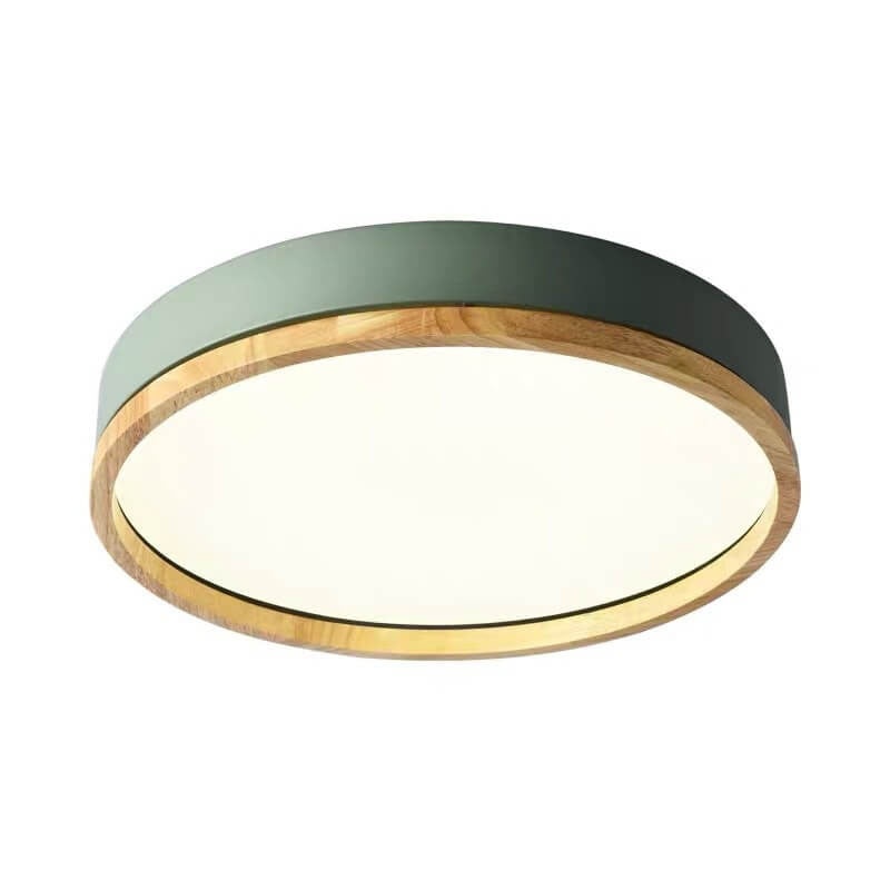 Round Wooden Flush Mount LED Ceiling Light - Stylish Modern Fixture - Image 1