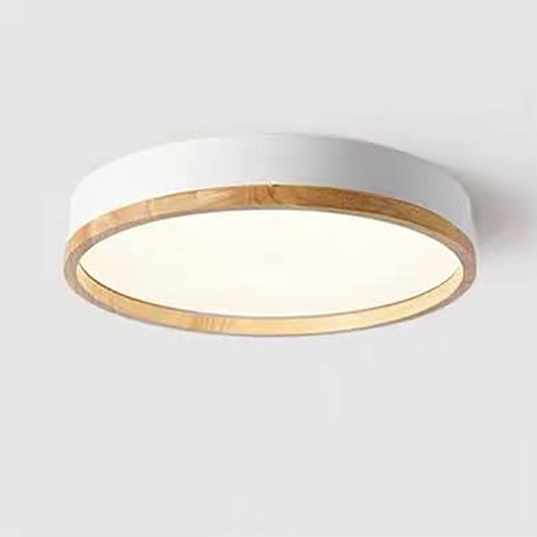 Round Wooden Flush Mount LED Ceiling Light - Stylish Modern Fixture - Image 3