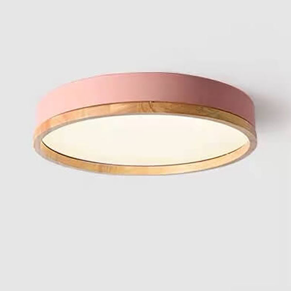 Round Wooden Flush Mount LED Ceiling Light - Stylish Modern Fixture - Image 4