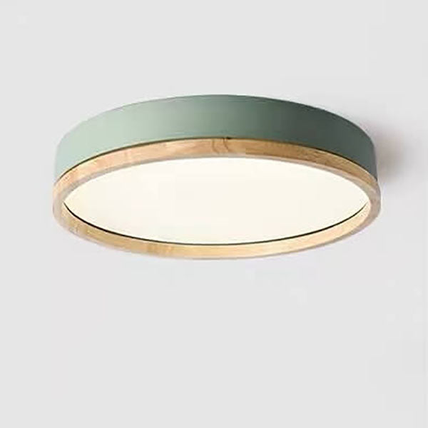Round Wooden Flush Mount LED Ceiling Light - Stylish Modern Fixture - Image 5