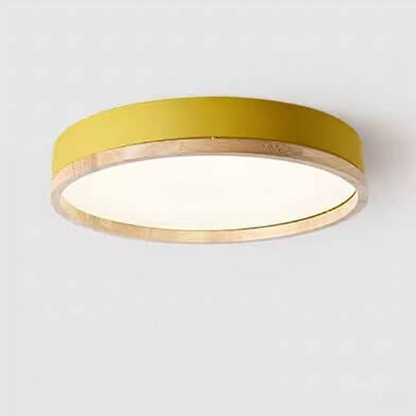 Round Wooden Flush Mount LED Ceiling Light - Stylish Modern Fixture - Image 6