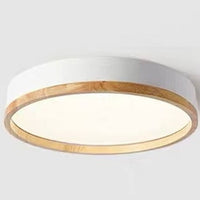 Round Wooden Flush Mount LED Ceiling Light - Stylish Modern Fixture