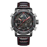 Rugged Men's Sport Quartz Leather Watch
