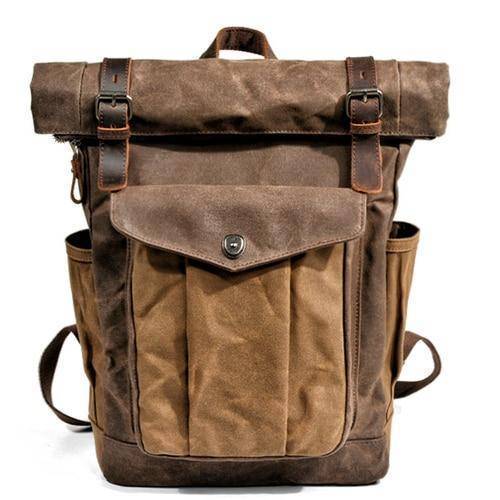 Rugged Men's Vintage Canvas Leather Backpack