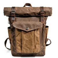 Rugged Men's Vintage Canvas Leather Backpack