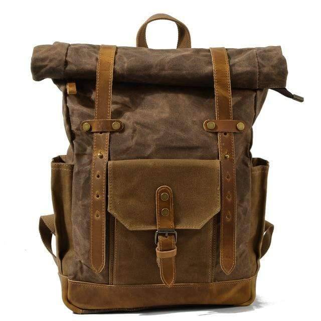 Rugged Men's Vintage Canvas Leather Backpack