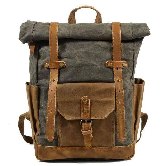 Rugged Men's Vintage Canvas Leather Backpack