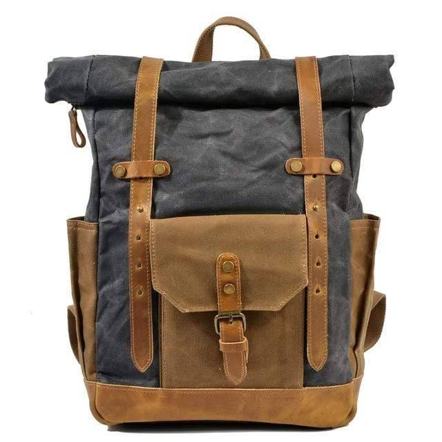 Rugged Men's Vintage Canvas Leather Backpack