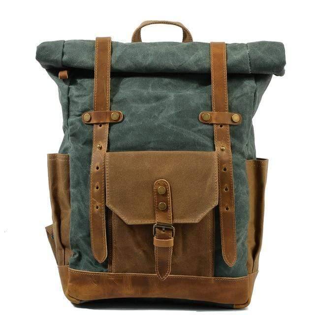 Rugged Men's Vintage Canvas Leather Backpack