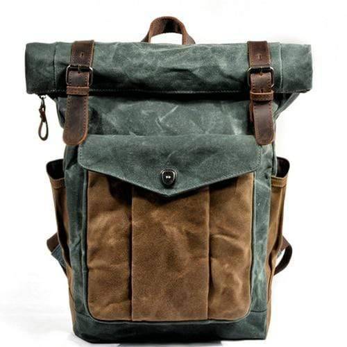 Rugged Men's Vintage Canvas Leather Backpack