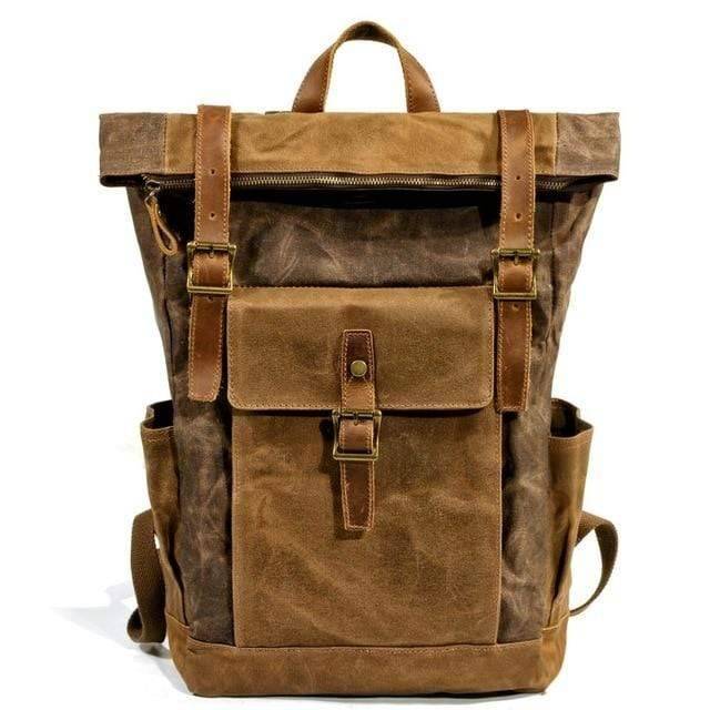 Rugged Men's Vintage Canvas Leather Backpack