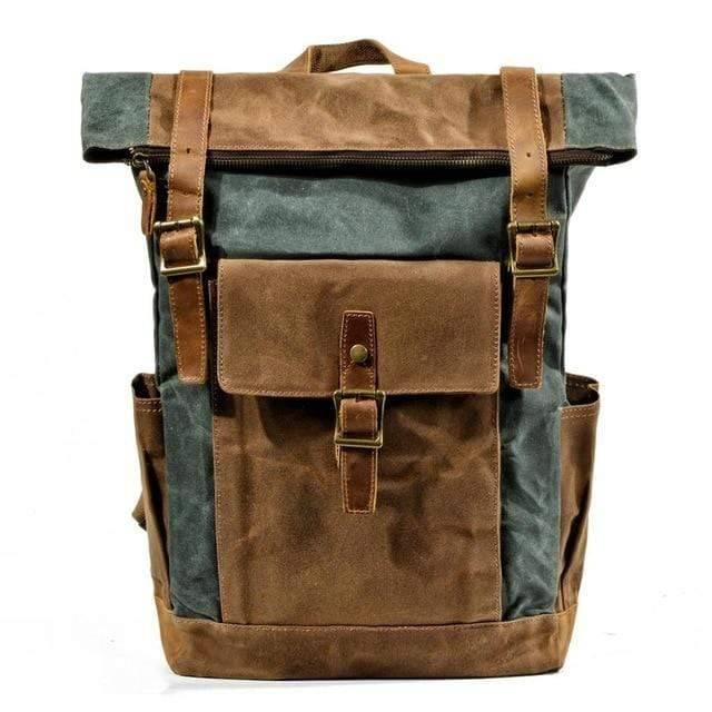 Rugged Men's Vintage Canvas Leather Backpack