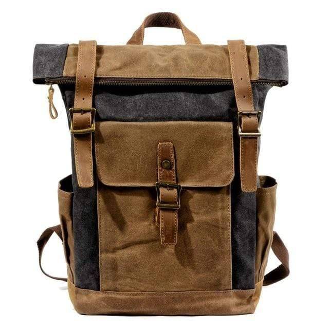 Rugged Men's Vintage Canvas Leather Backpack