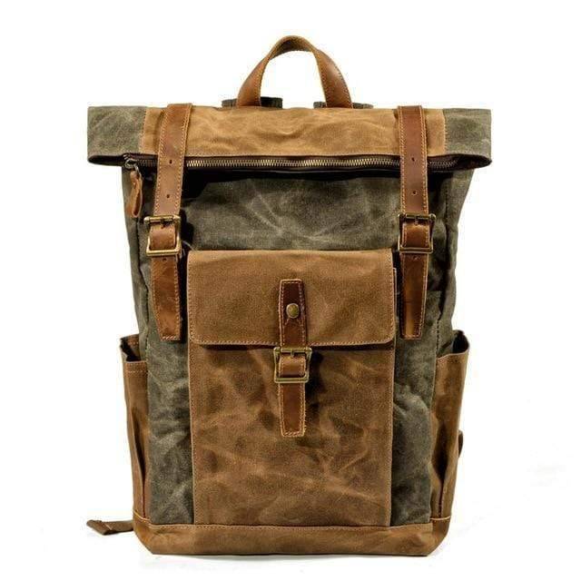Rugged Men's Vintage Canvas Leather Backpack
