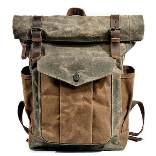 Rugged Men's Vintage Canvas Leather Backpack