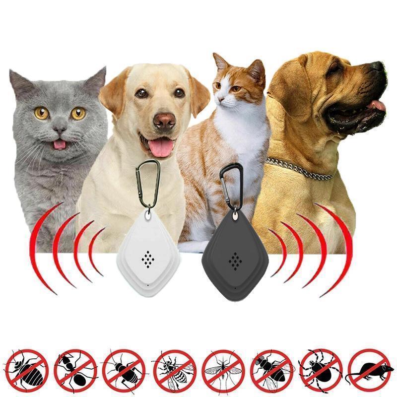 Safe Ultrasonic Tick Repeller for Pets in White and Black