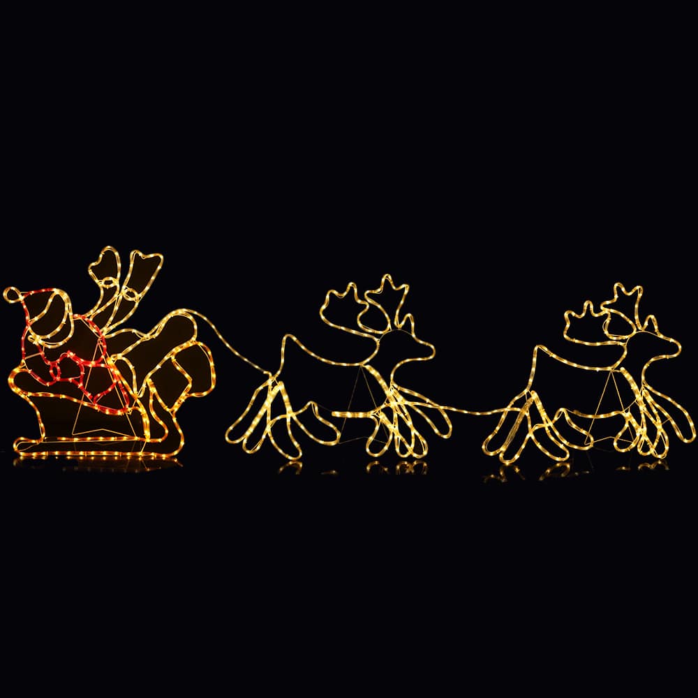 Santa, Reindeer and Sleigh - 230 cm with LED Lights