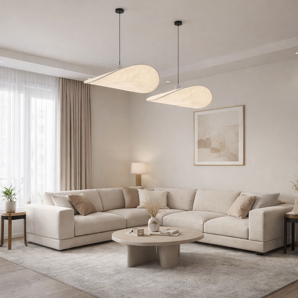 Scandinavian Style White Pendant Light - Modern Hanging Fixture - Minimalist Design - Image 1
