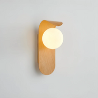 Scandinavian Style Wood Wall Sconce - Globe LED Light Fixture - Minimalist