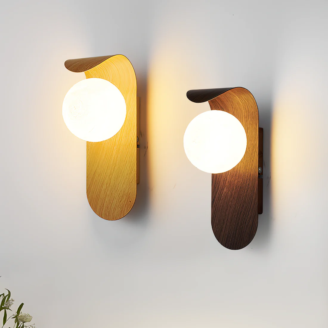 Scandinavian Style Wood Wall Sconce - Globe LED Light Fixture - Minimalist - Image 5