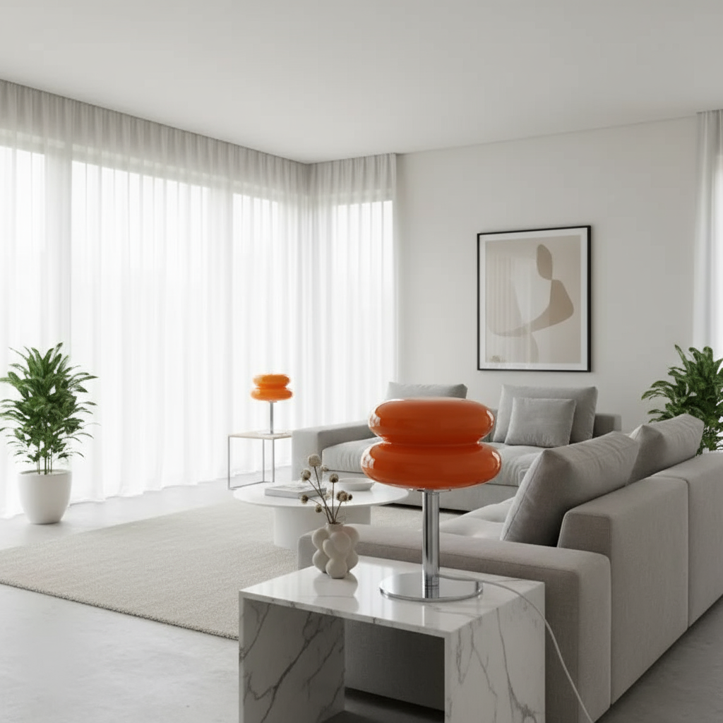 Sculptural Glass LED Table Lamp - Modern Bedside Desk Light - Stylish Accent Lighting - Image 1