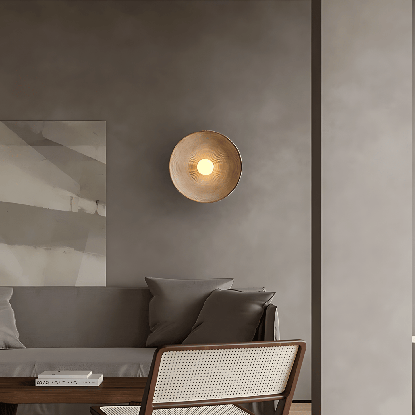 Sculptural Wooden Wall Lamp - Minimalist Design - Modern Wall Sconce - Image 3