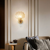 Seashell Wall Light - Art Deco Style - Brass & Glass Sconce - LED - Coastal Lighting