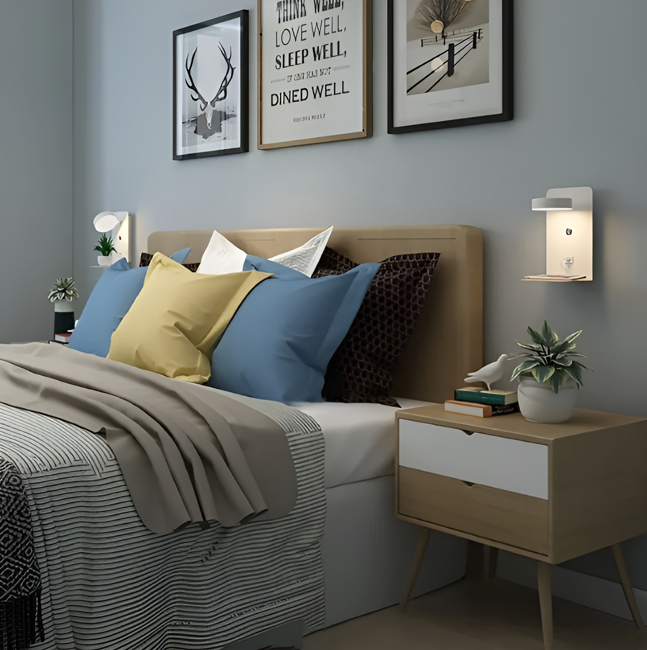 Shelf Night Light - Bedside USB Charging - Minimalist Wall Sconce - Image 2