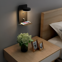 Shelf Night Light - Bedside USB Charging - Minimalist Wall Sconce