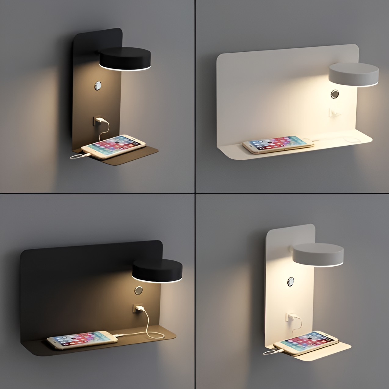 Shelf Night Light - Bedside USB Charging - Minimalist Wall Sconce - Image 5
