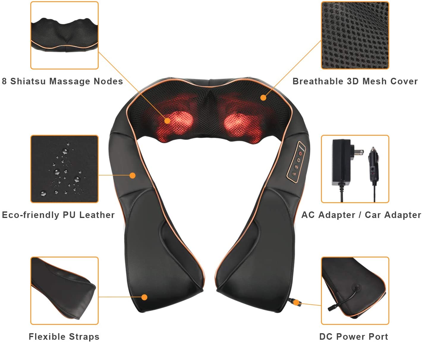Shiatsu Massage Pillow with Heat for Neck, Shoulder & Back (V2)