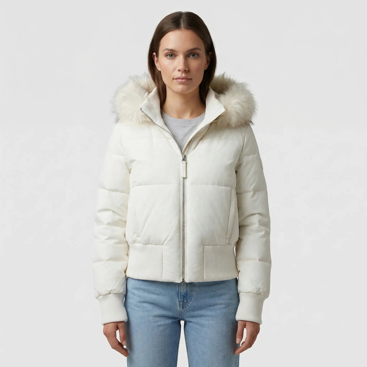 Short Quilted Winter Jacket with Hood