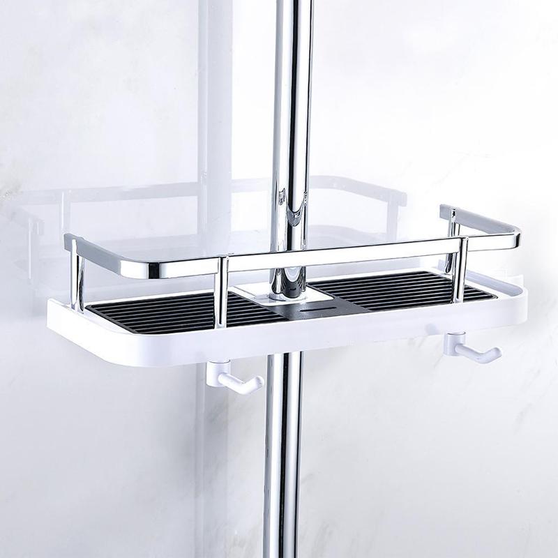 Shower Caddy - Stainless Steel - White & Chrome Finish - Bathroom Organizer - Image 1