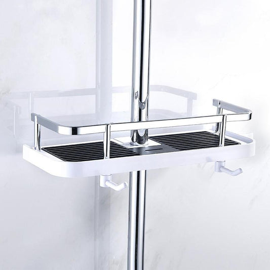 Shower Caddy - Stainless Steel - White & Chrome Finish - Bathroom Organizer - Image 1