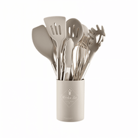Silicone Kitchen Utensil Set with Holder - 12 Piece Cooking Tools - Modern Design
