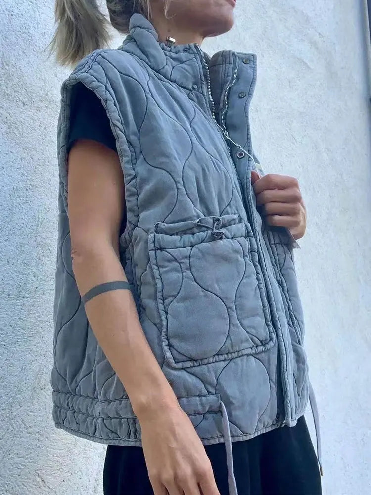 Sleeveless Cotton Vest with Pockets
