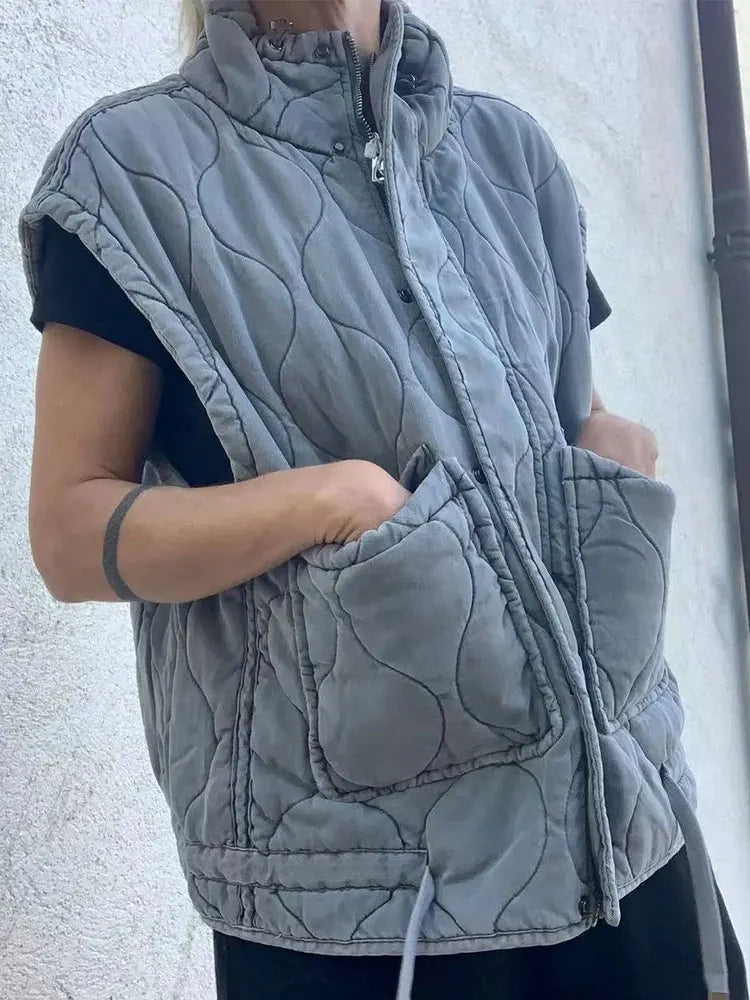 Sleeveless Cotton Vest with Pockets
