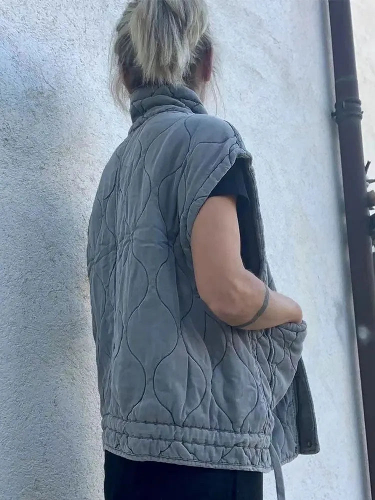Sleeveless Cotton Vest with Pockets