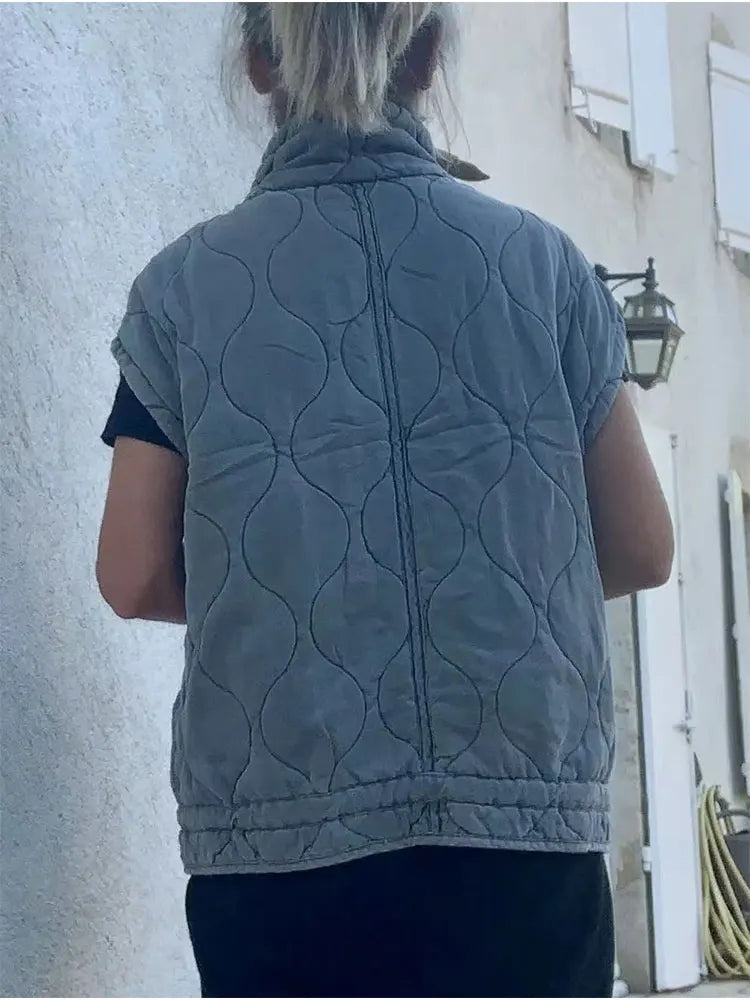 Sleeveless Cotton Vest with Pockets