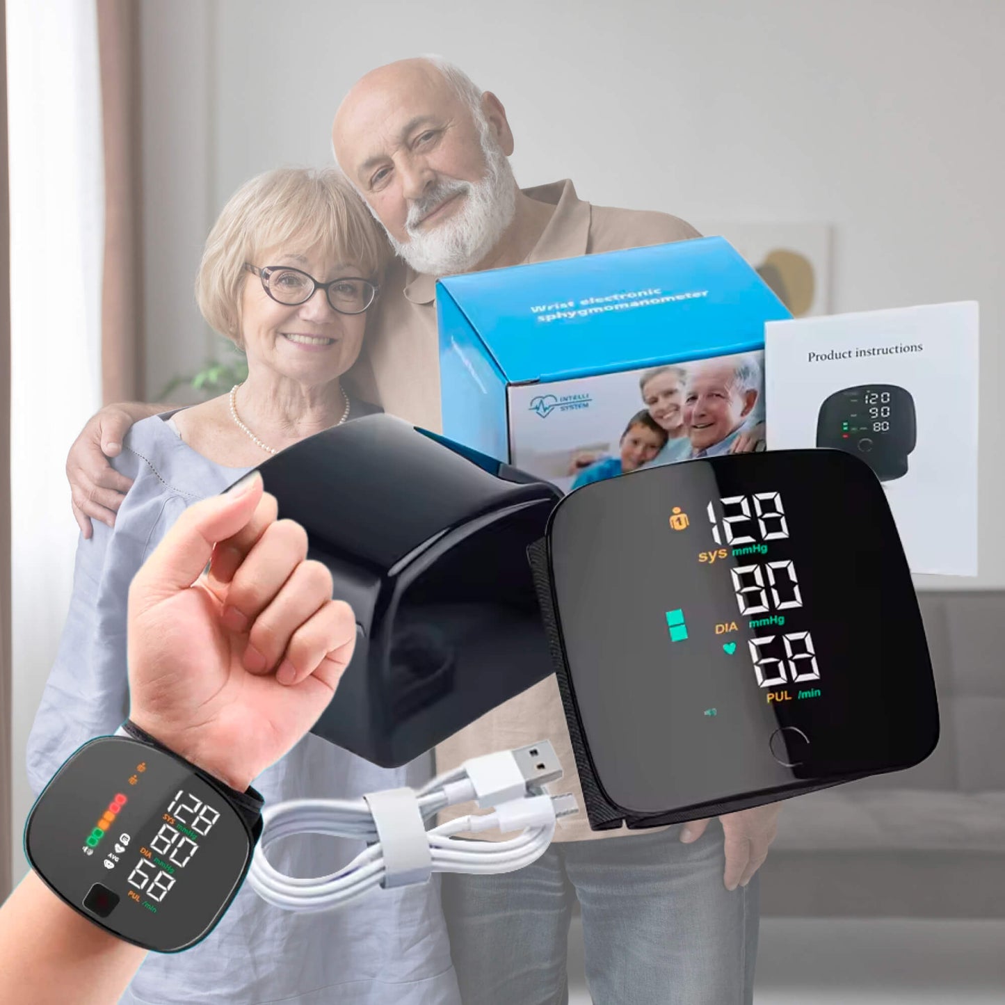 Smart Wrist Blood Pressure Monitor with Voice Alerts