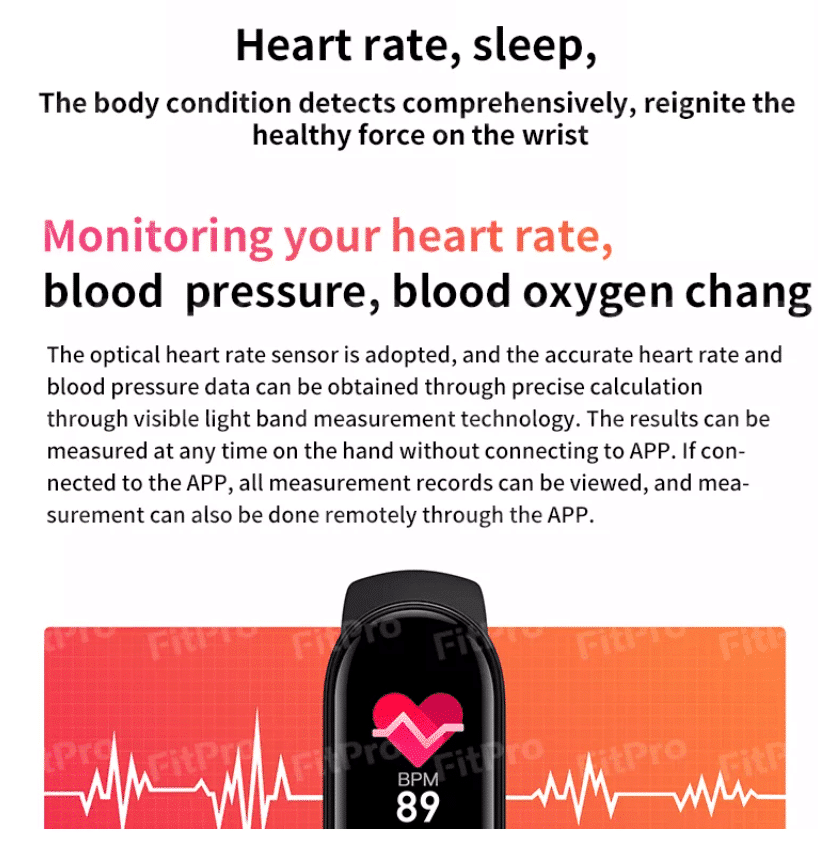 Smartwatch with Heart Rate and Blood Pressure Monitor (Water and Dust Resistant)