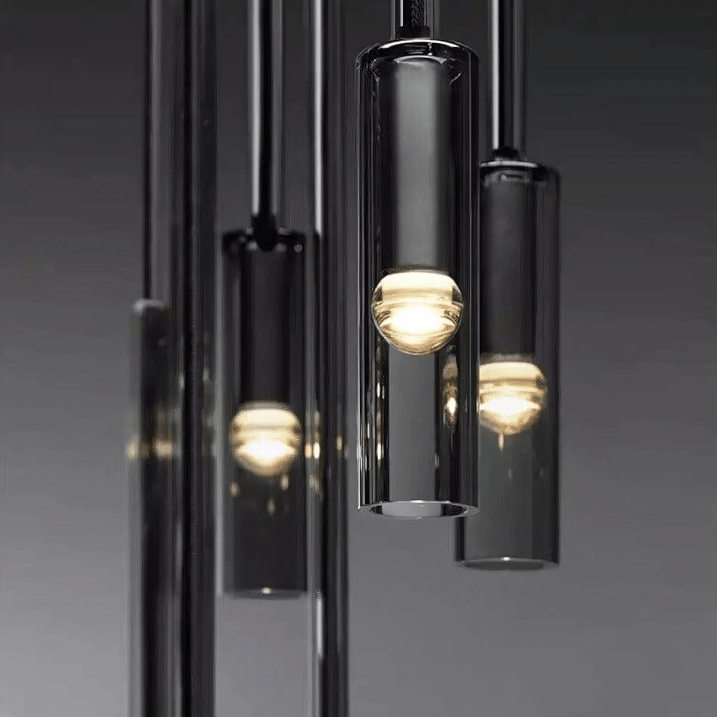 Smoke Glass Pendant Light - Modern Cylinder Hanging Lamp - Minimalist Design - Image 1