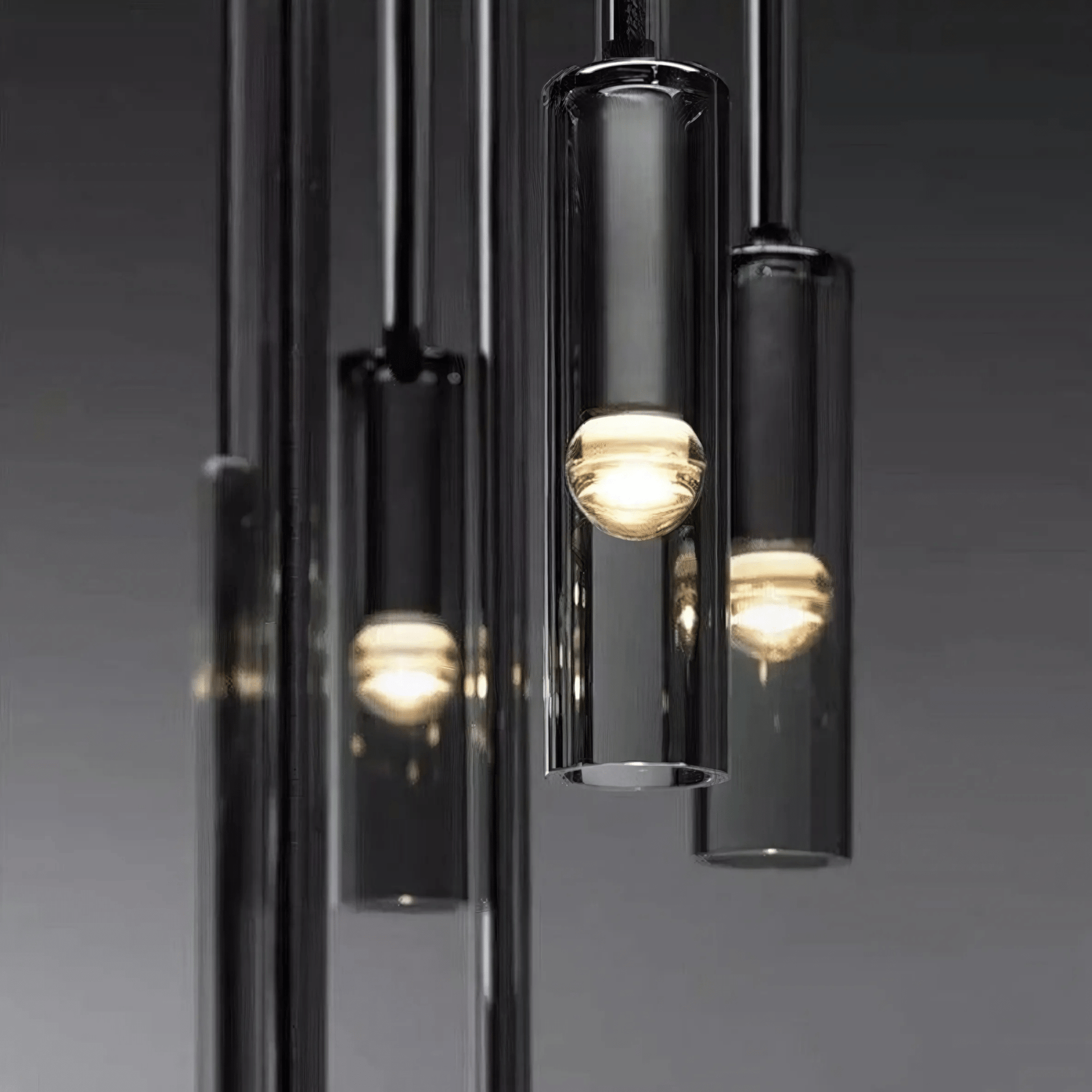Smoke Glass Pendant Light - Modern Cylinder Hanging Lamp - Minimalist Design - Image 1