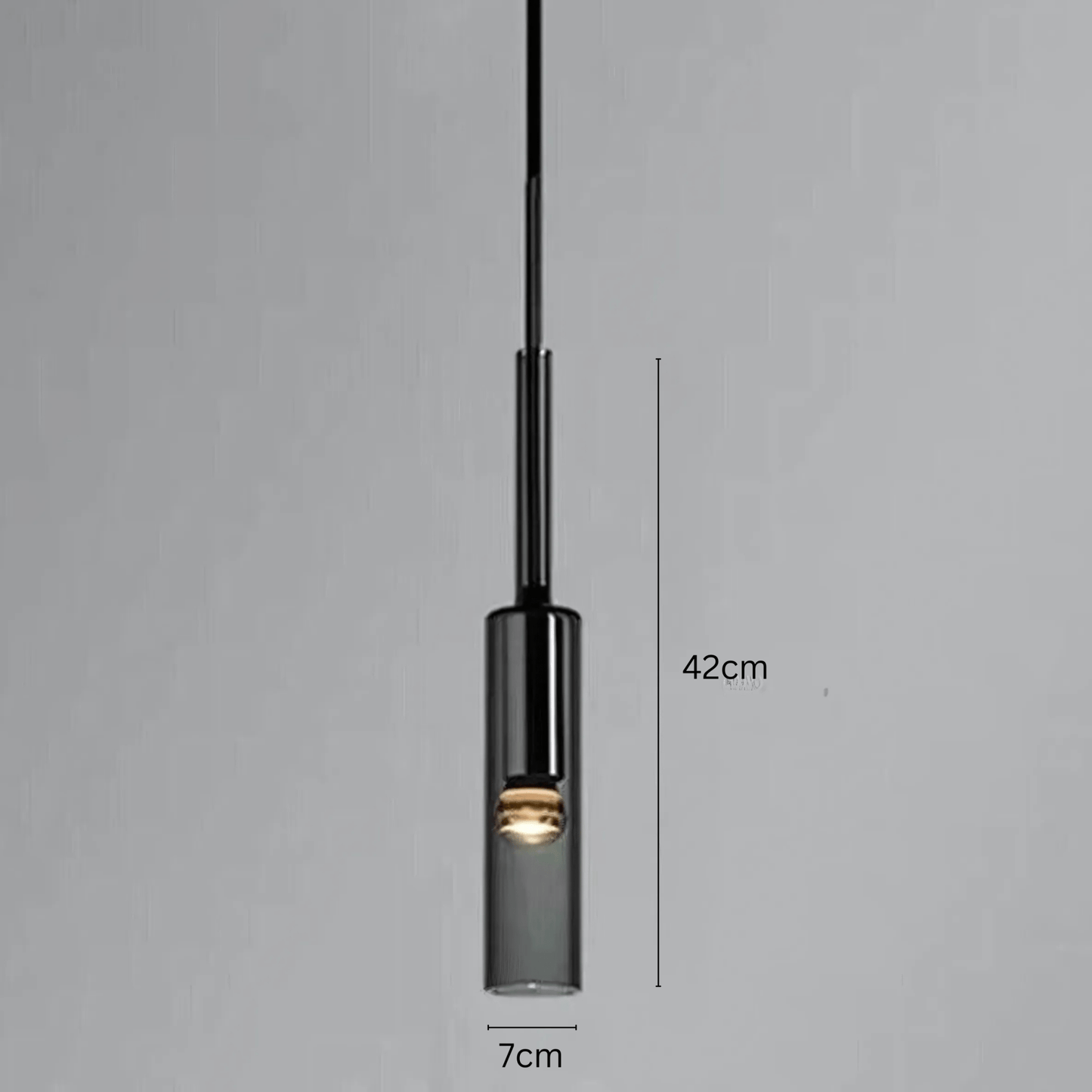 Smoke Glass Pendant Light - Modern Cylinder Hanging Lamp - Minimalist Design - Image 2