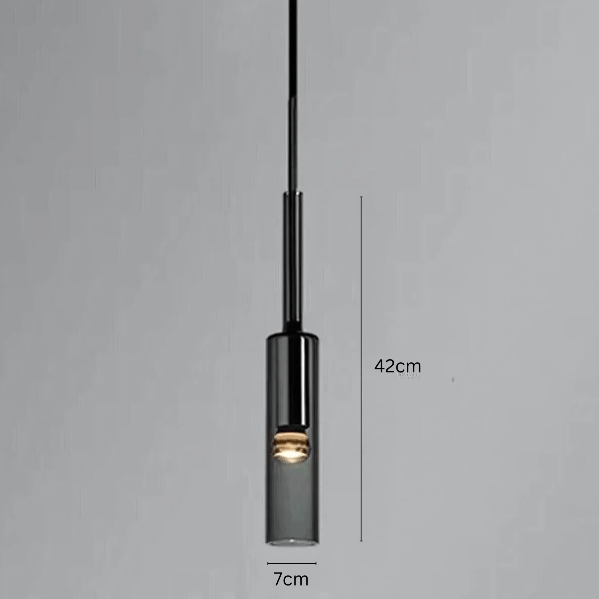 Smoke Glass Pendant Light - Modern Cylinder Hanging Lamp - Minimalist Design - Image 2