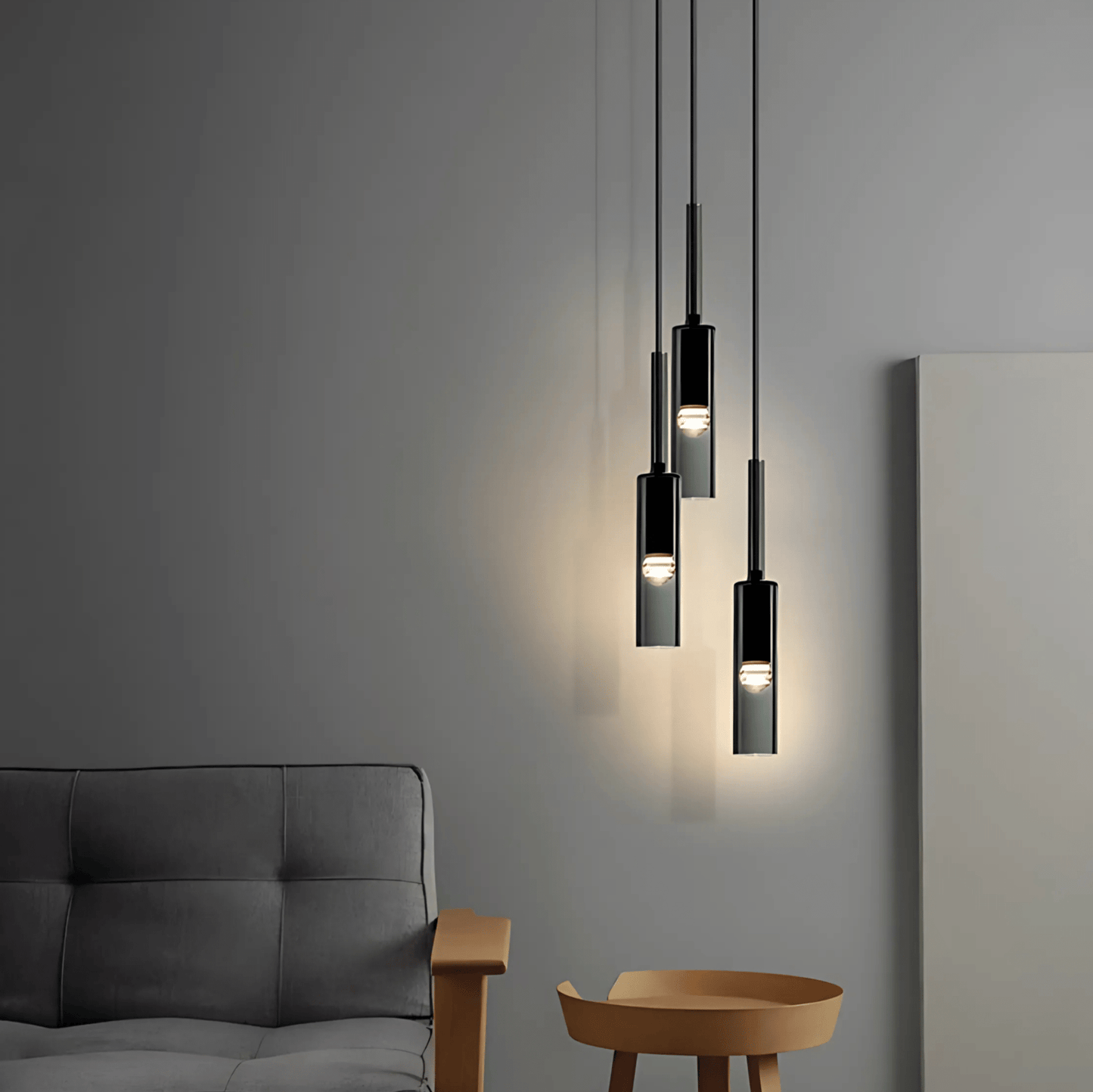 Smoke Glass Pendant Light - Modern Cylinder Hanging Lamp - Minimalist Design - Image 4