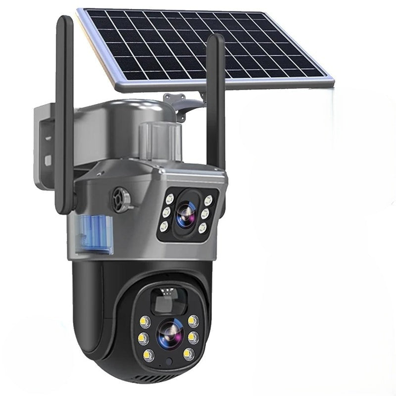 Solar Dual-Lens Security Camera | 10x Zoom 360° PTZ | 12,000 mAh IP66 4G Wi-Fi | Vigiora